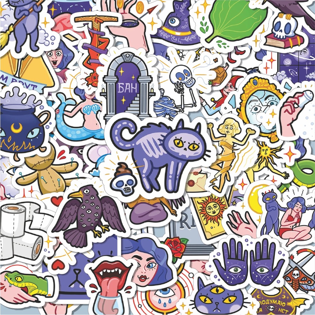 100PCS Lucu Stiker Funny character Mystical Whisper sticker pack Stiker Aesthetic Stiker Anti Air St