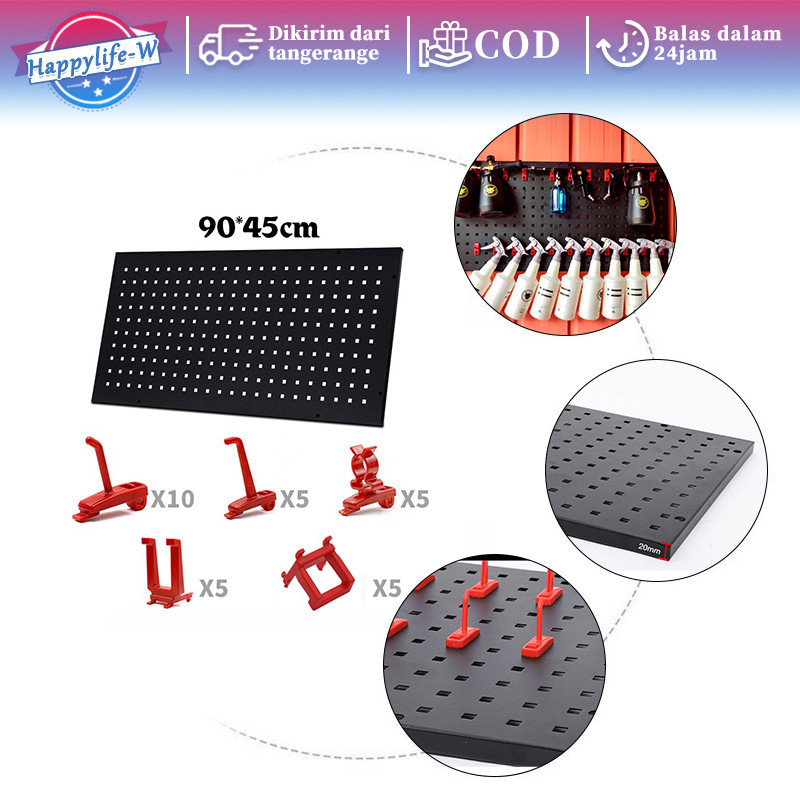 Rak Kunci Bengkel Dinding Rak Dinding Pegboard Multifungsi Rak Penyimpanan Alat Perkakas Bengkel