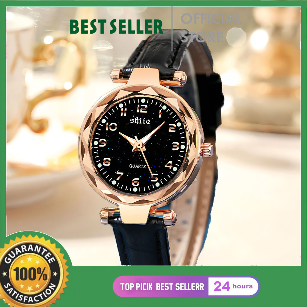 Pilih 2, diskon 50% Jam Tangan Wanita Quartz Original Anti Air Desain Langit Berbintang Tali Kulit W