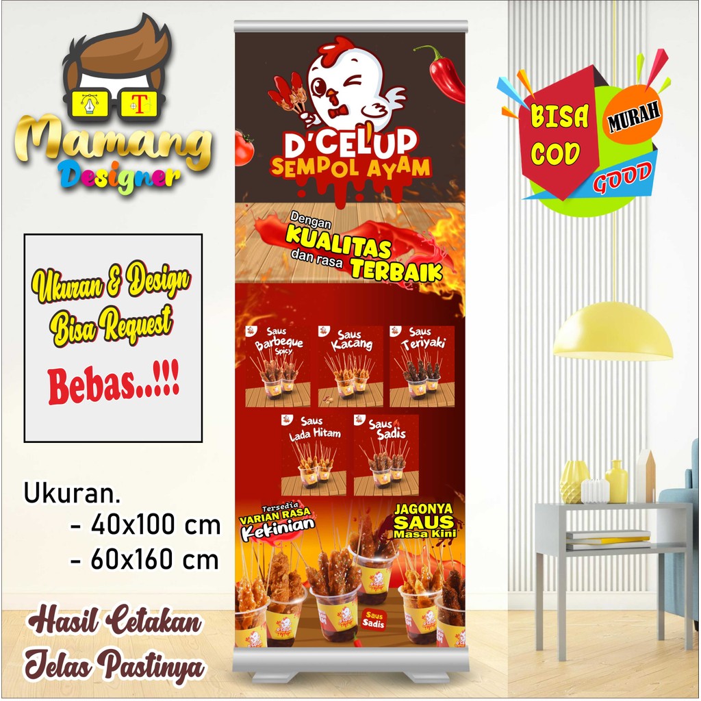Cetak Spanduk Banner Dagang D'celup Sempol Ayam Murah
