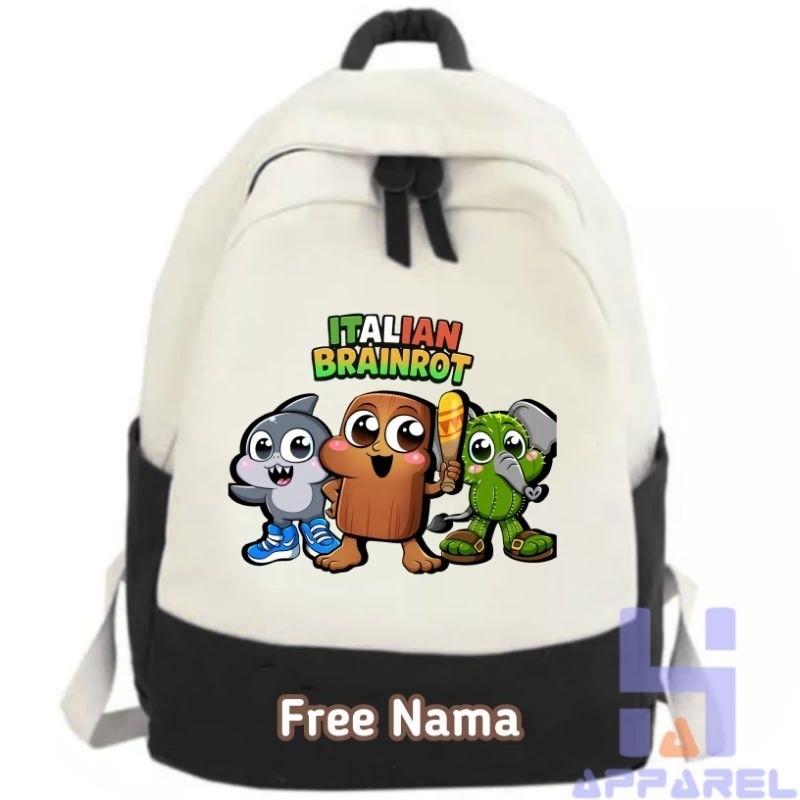 TAS RANSEL ANAK ANOMALI TUNG TUNG SAHUR TRALALELO TRALALA BRAINROT ITALIAN KAWAII FREE NAMA - HABIBI