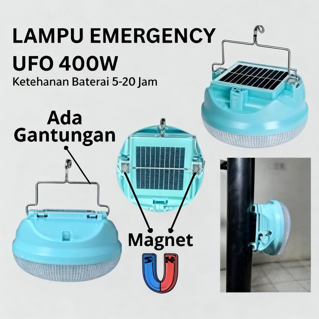 lampu led emergency ufo 400w /solar panel led/ lampu emergency gantung lampu taman outdoor lampu ten