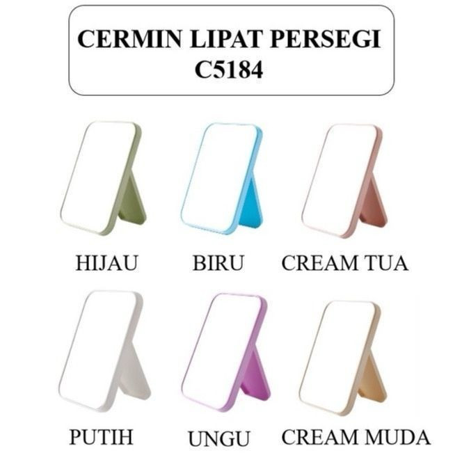 RESELLER GROSIR Cermin Lipat Persegi Kaca Mini Persegi Aesthetic Cermin Kecil Portable Standing Mirr