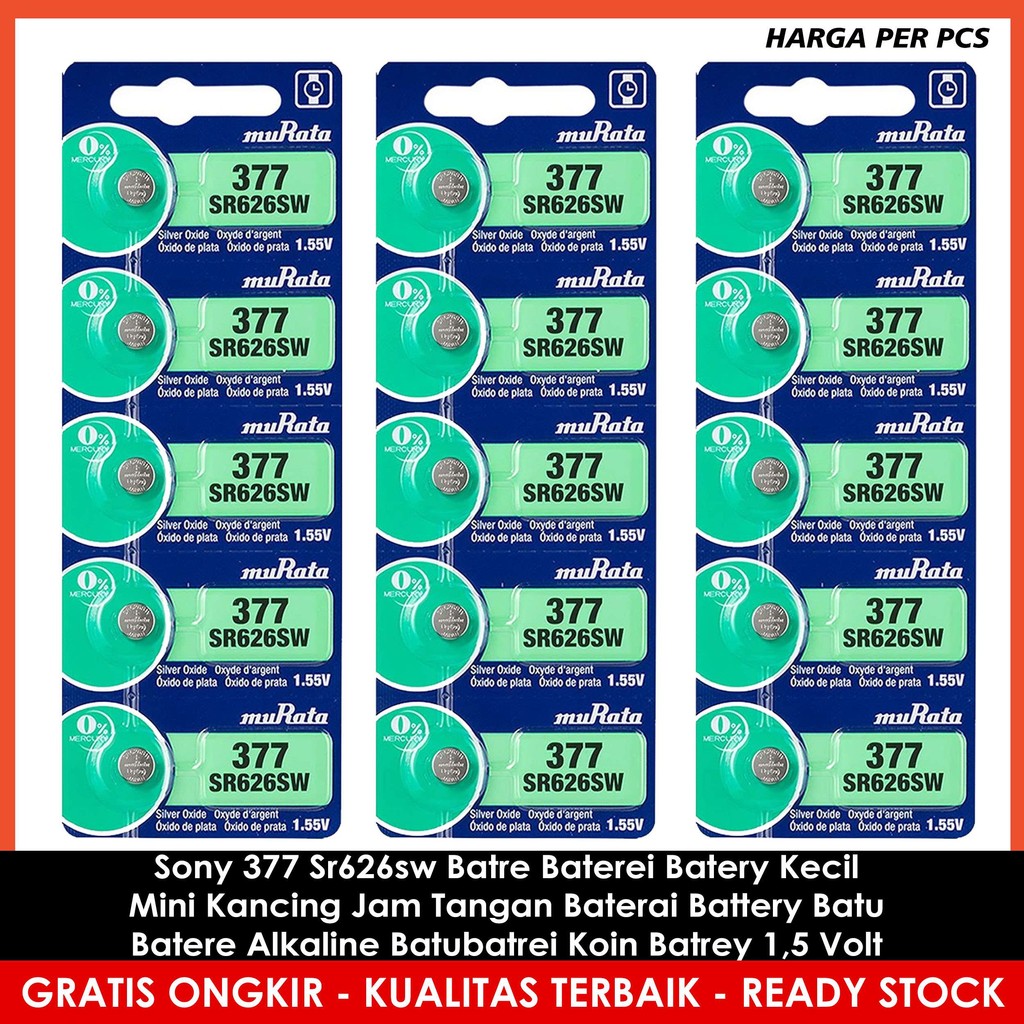 Sony Batre Jam Tangan 377 Sr626sw Baterei Batery Kecil Mini Kancing Baterai Battery Batu Batere Alka
