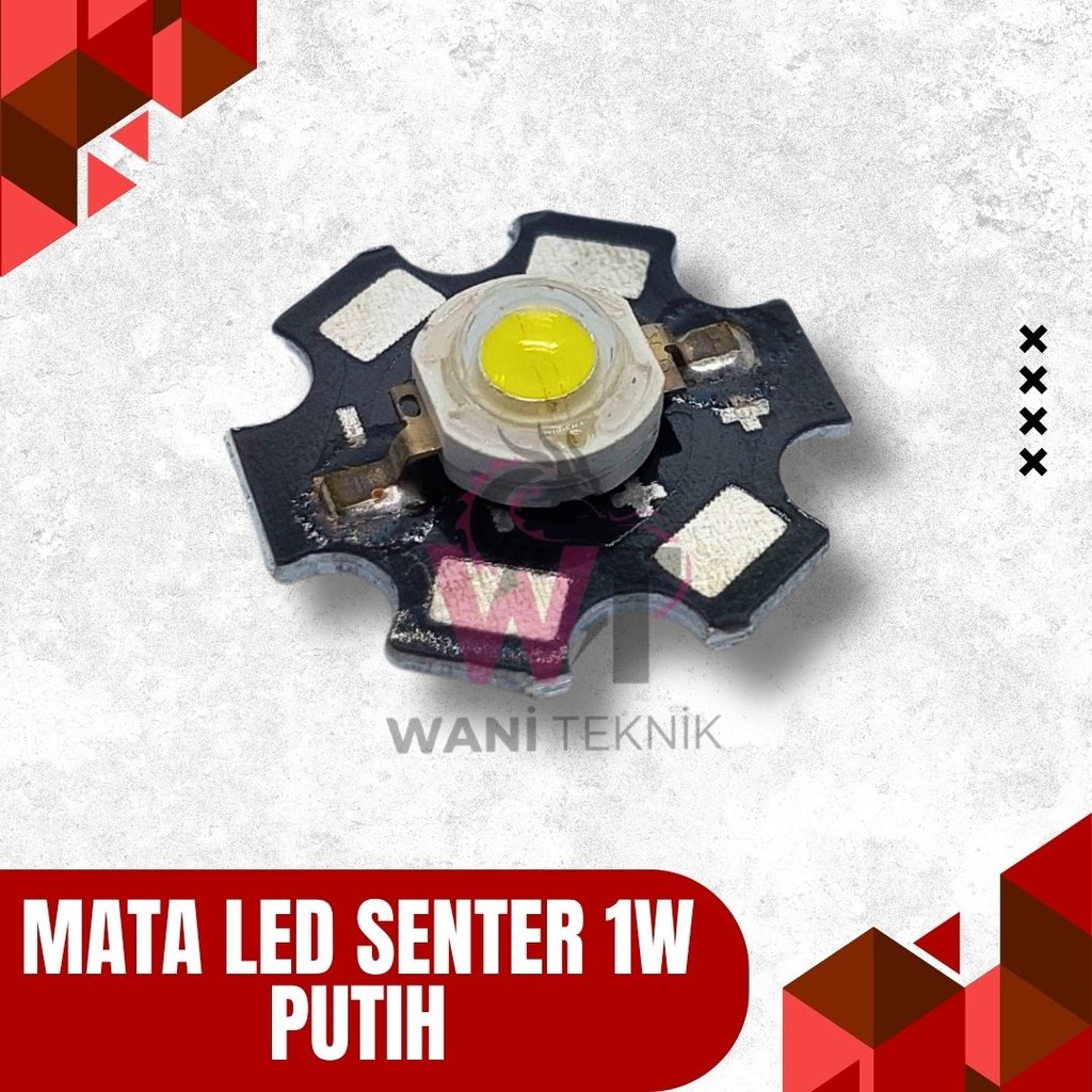 Mata LED Senter 1W Putih – HPL LED + Heatsink Pendingin