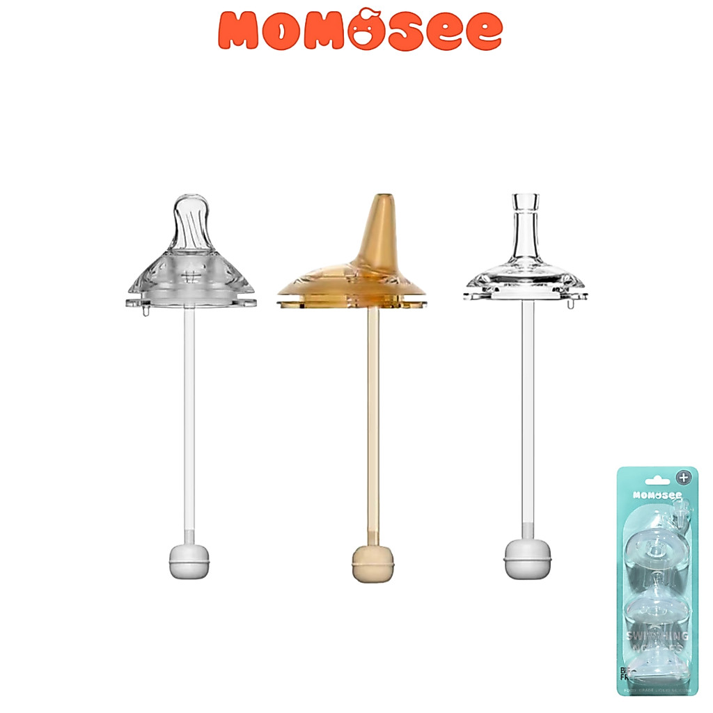 Momosee Pengganti Dot Straw Sippy Bayi Standard Wide Neck Dot Bayi Silikon Lembut Anti Kolik BB10