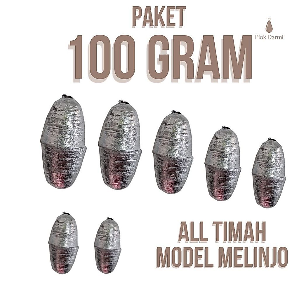 Paket 100 gram Timah Pemberat Pancing Model Melinjo Timah Pancing Murah