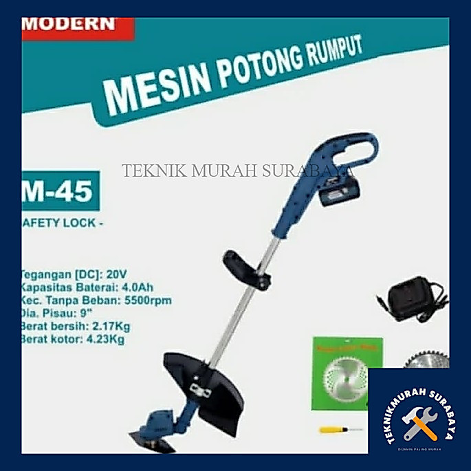Modern M-45 Mesin potong rumput Cordless 20 Volt Lawn mower M45/M 45