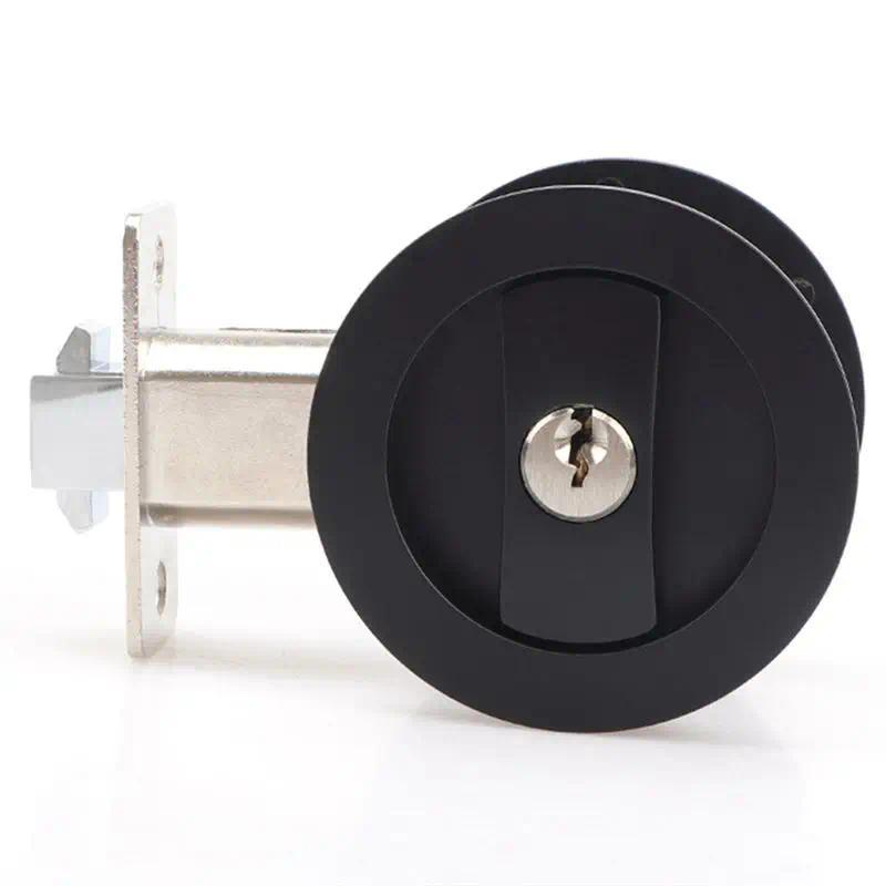 ABZW 1 PCS Sliding Pocket Door Lock Black Privacy Round Pocket Door Harde Black Contemporary Pocket 