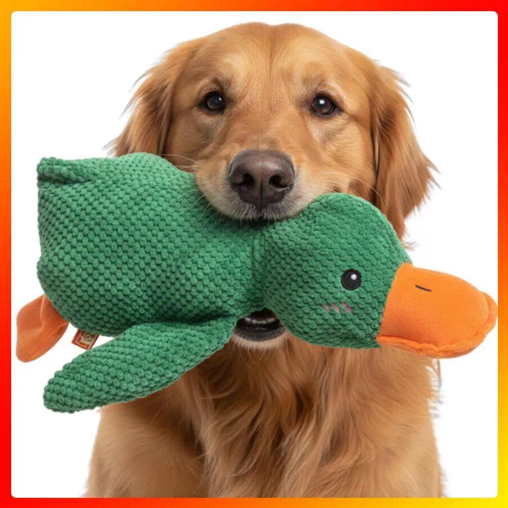 Interactive Squeaky Dog Chew Toy Dog Plush Toys To Keep Them Busy with Soft Fabric Yet Tough Quack D