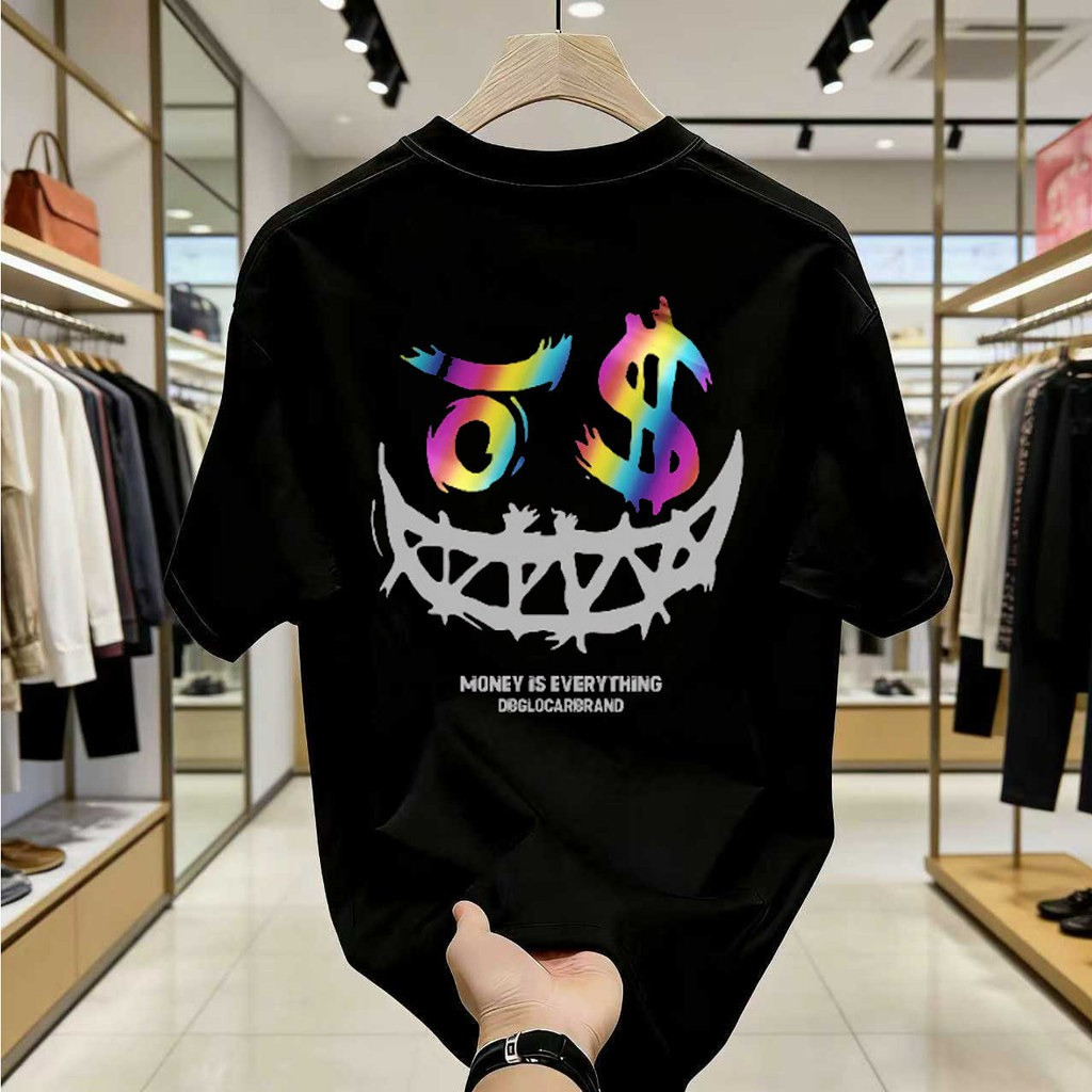 [COD Katun 100%] Baju Kaos Dewasa Reflective Rainbow T-shirt Baju Cowok Kaos Atasan Pria Casual Hita