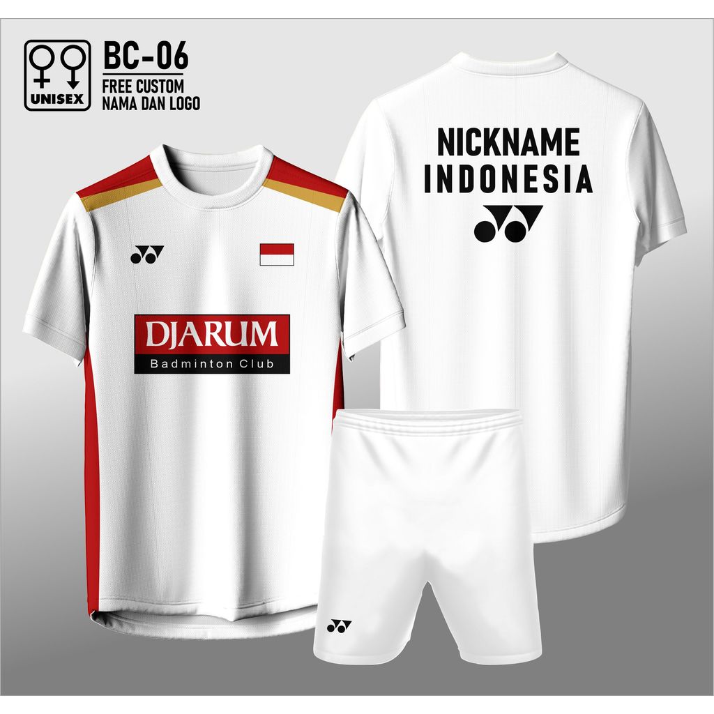 jersey setelan badminton jersey setelan bulu tangkis PB Djarum free custom nama BC-06