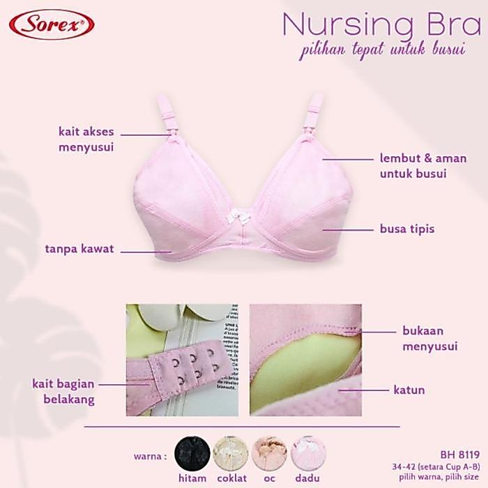 Diskon Sorex Bh Menyusui 8119 - Bra Wanita Tanpa Busa & Kawat Kait 2 Underware Nyaman Lembut Full