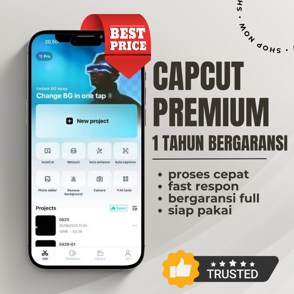 Tamplate Premium Capcut Pro 1 Tahun Full garansi