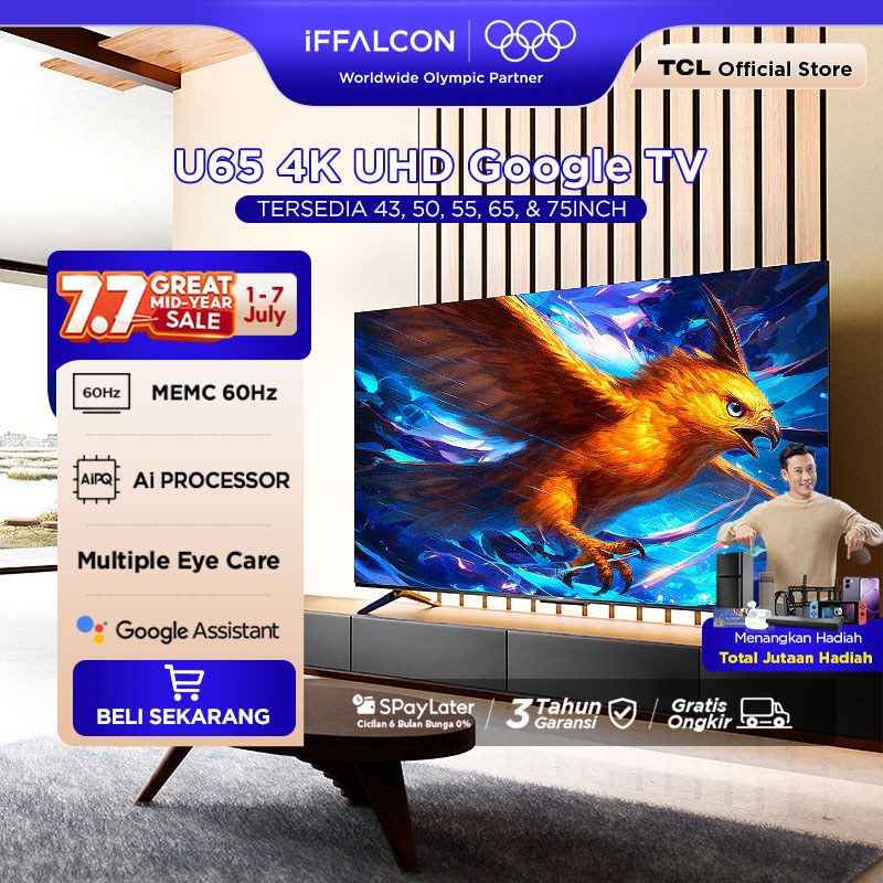 iFFALCON by TCL U65 Series Google TV (Android 12) Smart Digital - 4K UHD - Dolby Audio - Google Play