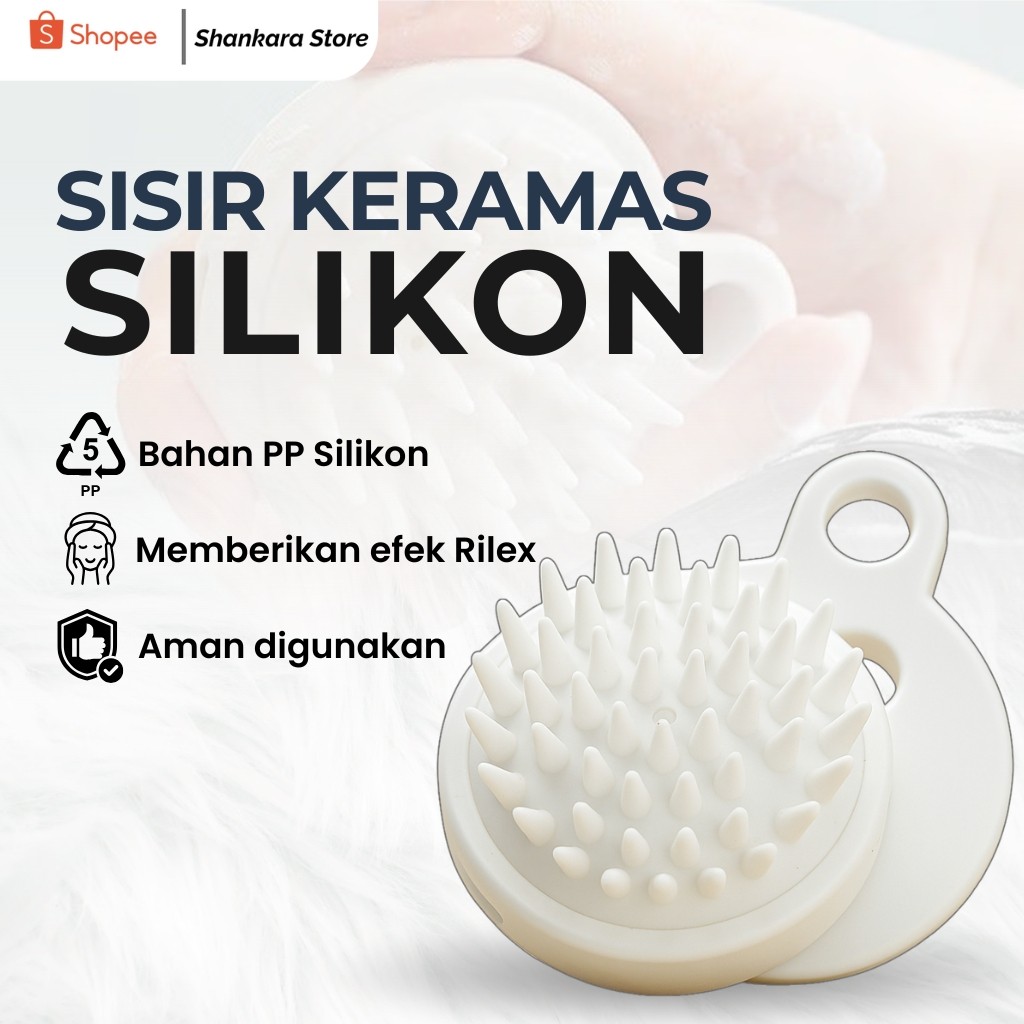 Alat Sisir Keramas lembut Rambut Kepala mandi sisir silikon bulat keramas warna putih Waterproof
