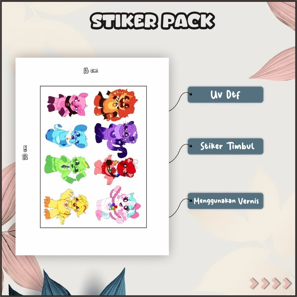 

Stiker Sticker Setiker Setikker Pack UV DTF Motif Smiling Critters Kuning Merah Biru P61