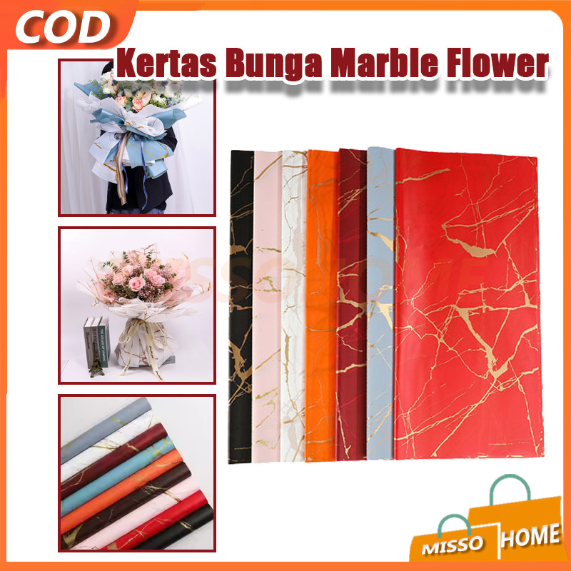 

Flower Wrapping Motif Marble Kertas Bunga/Kertas Buket Bunga Warna Marble/Cellophane