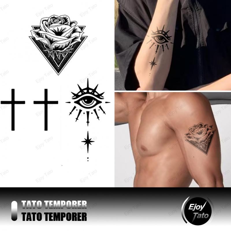 EjoyTato Tato Temporer Mawar Crucifix Tato Temporer Wanita,Beauty Charm Indomaret,Anti Air Dan Kerin
