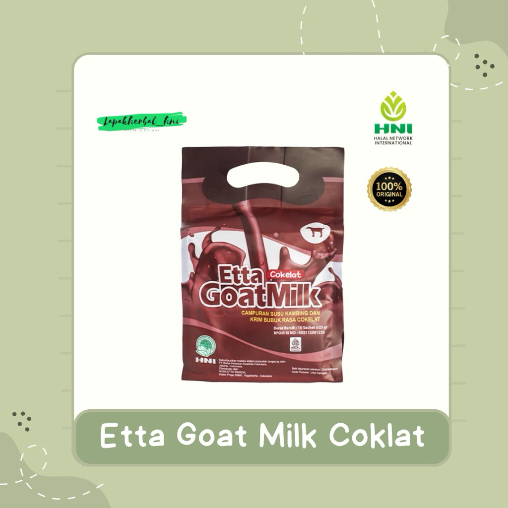 

Etta Goat Milk Rasa Coklat HNI Susu Kambing Etawa isi 10 Sachet
