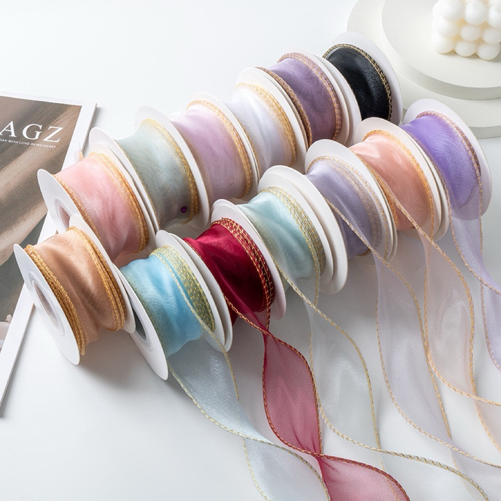 

(4cmX9m) 1 ROLL PITA KOREA RIBBON MERMAID FISHTAIL PITA ORGANZA GELOMBANG HOLOGRAM FANTASY BUNGA KADO DEKOR BUKET