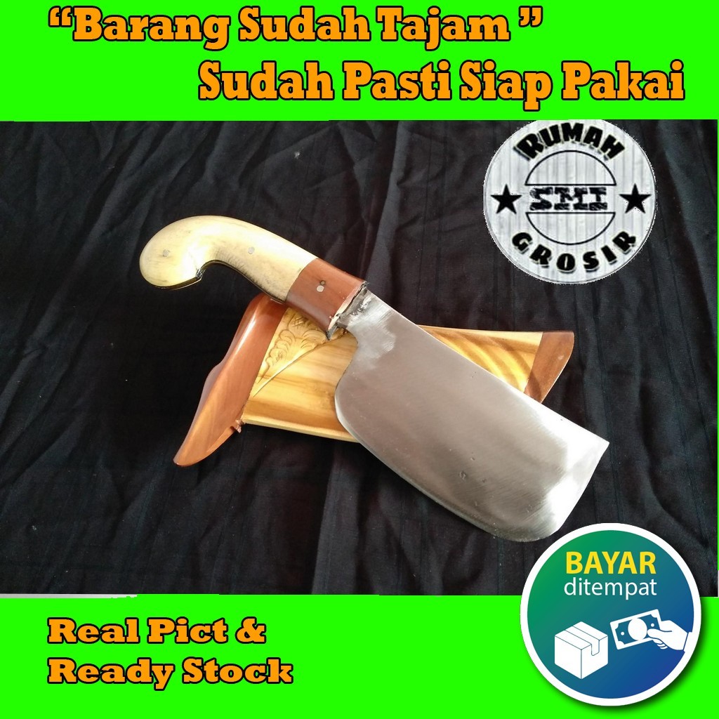 JAGAD135 Golok Petok GOLOK Pemotong Daging dan Tulang Hewan Kayu Jati Baja Per khas cibatu asli
