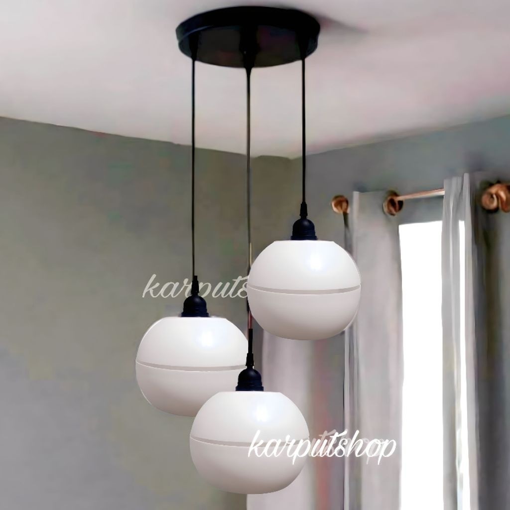 Lampu Gantung Minimalis 3in1/Lampu Hias Ruang Tamu Bulat Putih