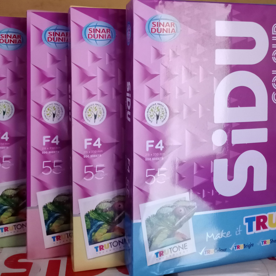 

[10 Lembar] Kertas Hvs Warna Lengkap Sidu Ukuran F4 Panjang 55 Gram