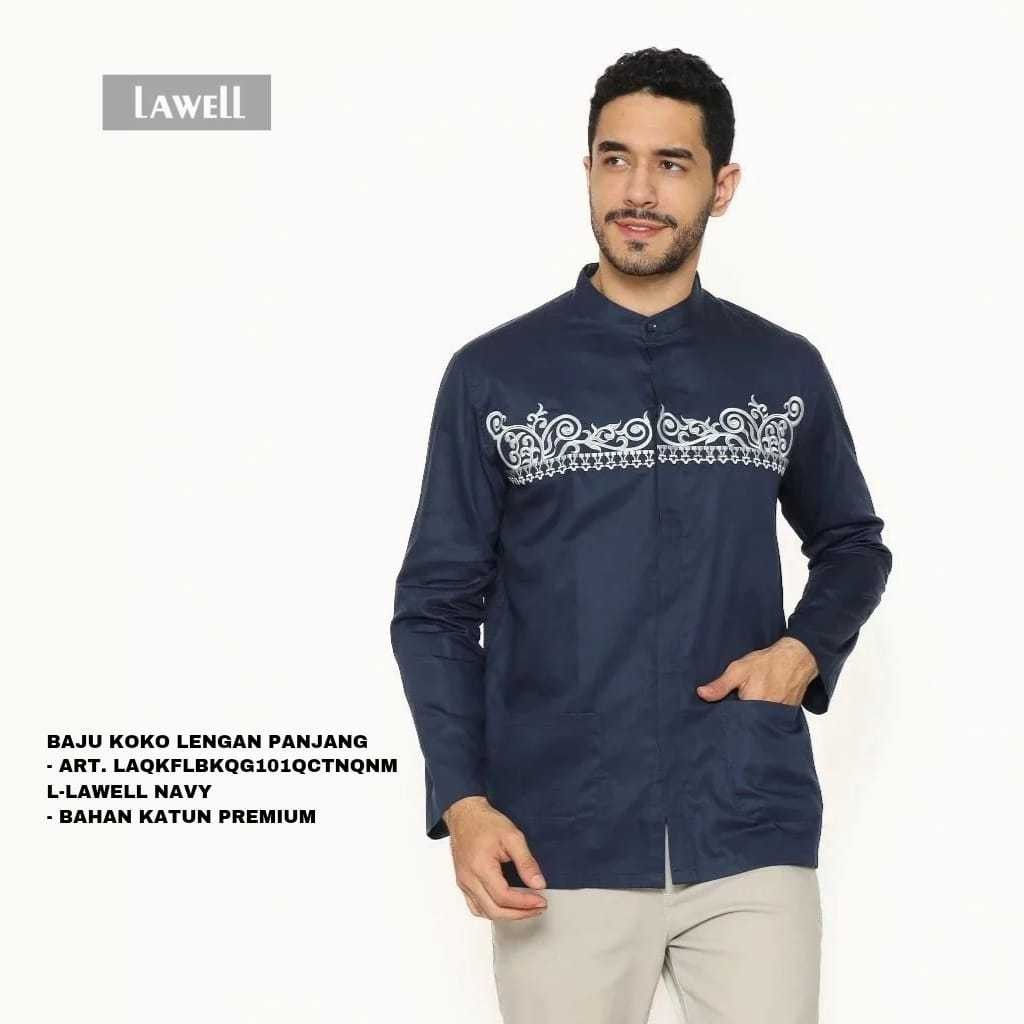 [6] Lawell Baju Koko Pria Modern Fit Katun Premium Bordir Lengan Panjang – S–XXXL