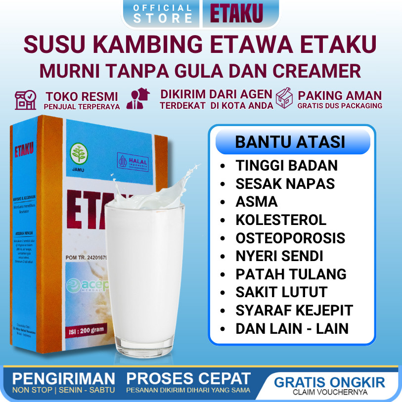 

Susu Kambing Etawa Etaku Goat Milk Walatra Etaku Solusi Untuk Peninggi Badan Sesak Nafas Asma Kolesterol Tinggi Osteoporosis Atasi Nyeri Sendi Tulang Lutut Syaraf Saraf Kejepit Herbal