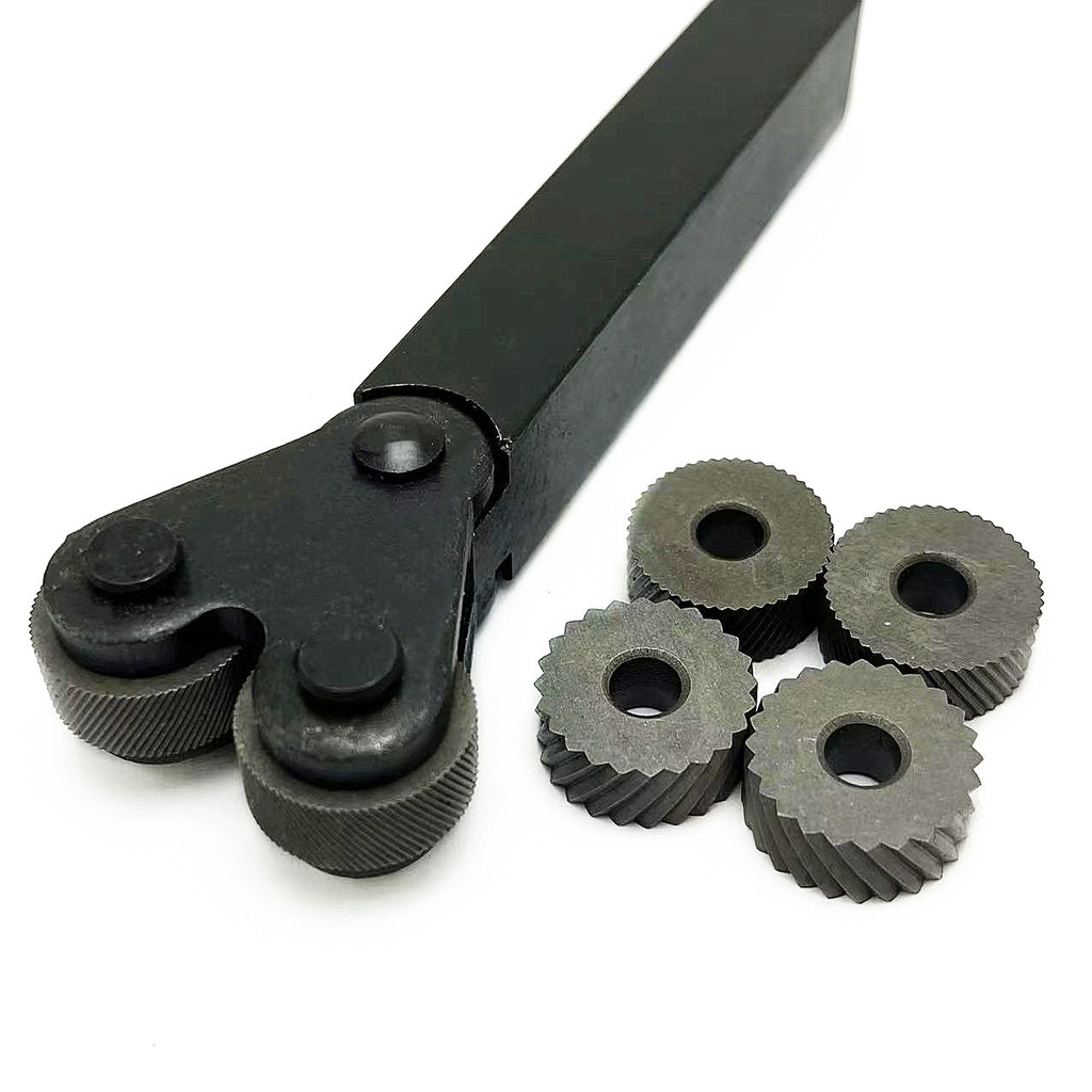 

6pcs twill knurling cutter 0.6mm 1.0mm 2.0mm HSS inner hole embossing wheel + 1PCS 16mmx18mm steel lathe tool holder hob