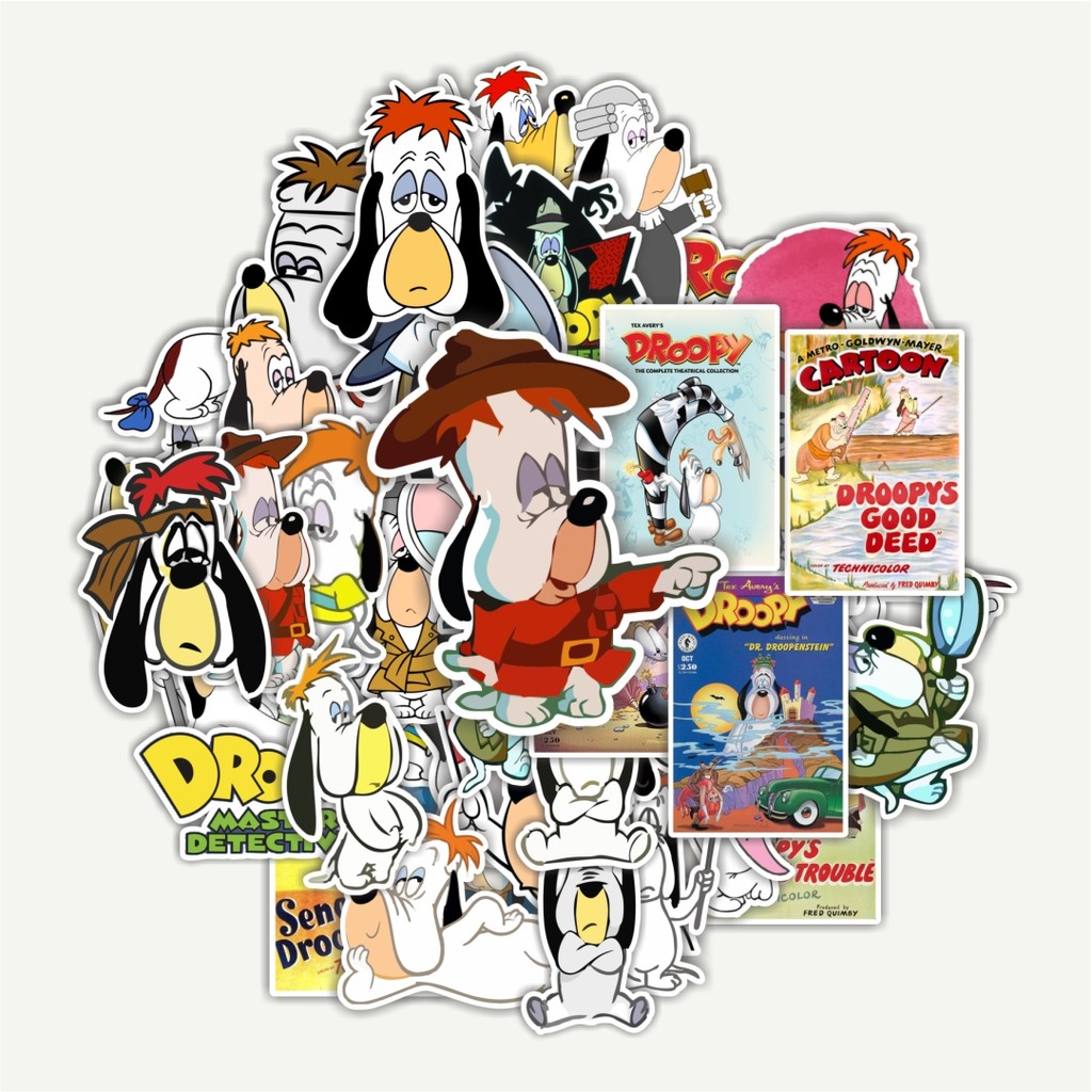 

Sticker Pack Stiker Kartun Droopy Dog Dekorasi Lucu Kreatif untuk Notebook, Skateboard, HP