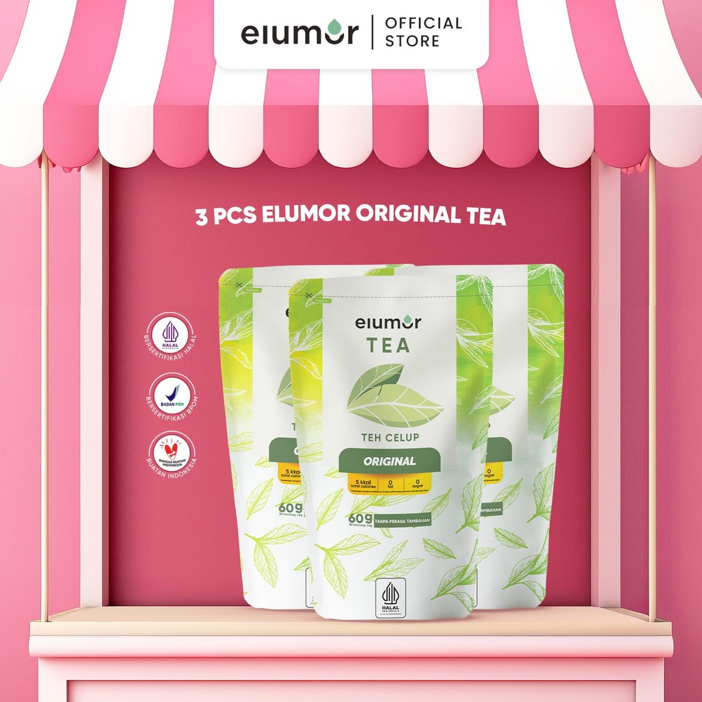 

3 Pcs Teh Hijau Isi 30 Kantong Elumor Original Tea