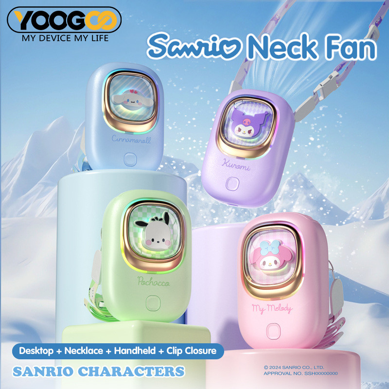 YOOGOO Kipas Senyap Portable Kipas Angin Sanrio Hanging Neck Fan Portable Outdoor Handheld Fan