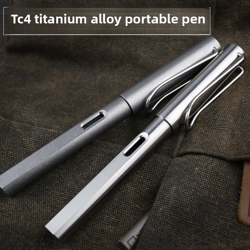 

High Quality Titanium TC4 Tactical Pen 2-In-1 Fountain Ink Pen Self Defense Business Pen EDC Tool Gift Free shipping