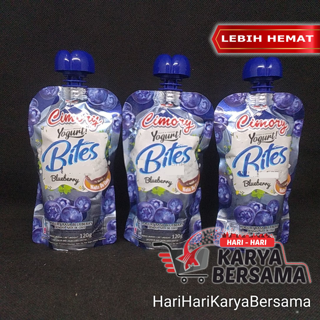 

MINUMAN YOGHURT CIMORY YOGURT BITES BLUEBERRY WITH NATA DE COCO PACK 3'S X 120GR