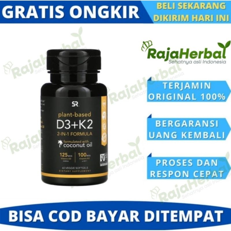 100% ASLI Sport Research Vitamin D3 + K2, Plant Based, 60 Veggie Softgels