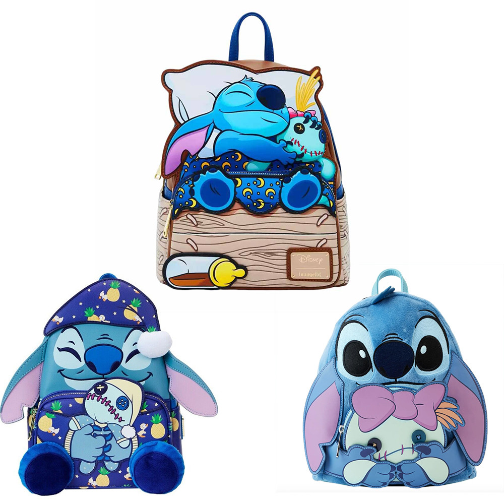 

Disney Lilo & Stitch Sleeping Stitch Mini Rucksack Womens Double Strap Shoulder Bag Cute Cartoon Girl's Casual Backpack Gift
