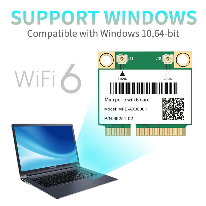 Wifi 6 AX3000 Bluetooth 5.2 Mini PCI-E Card AX200 For Laptop Win 10 11