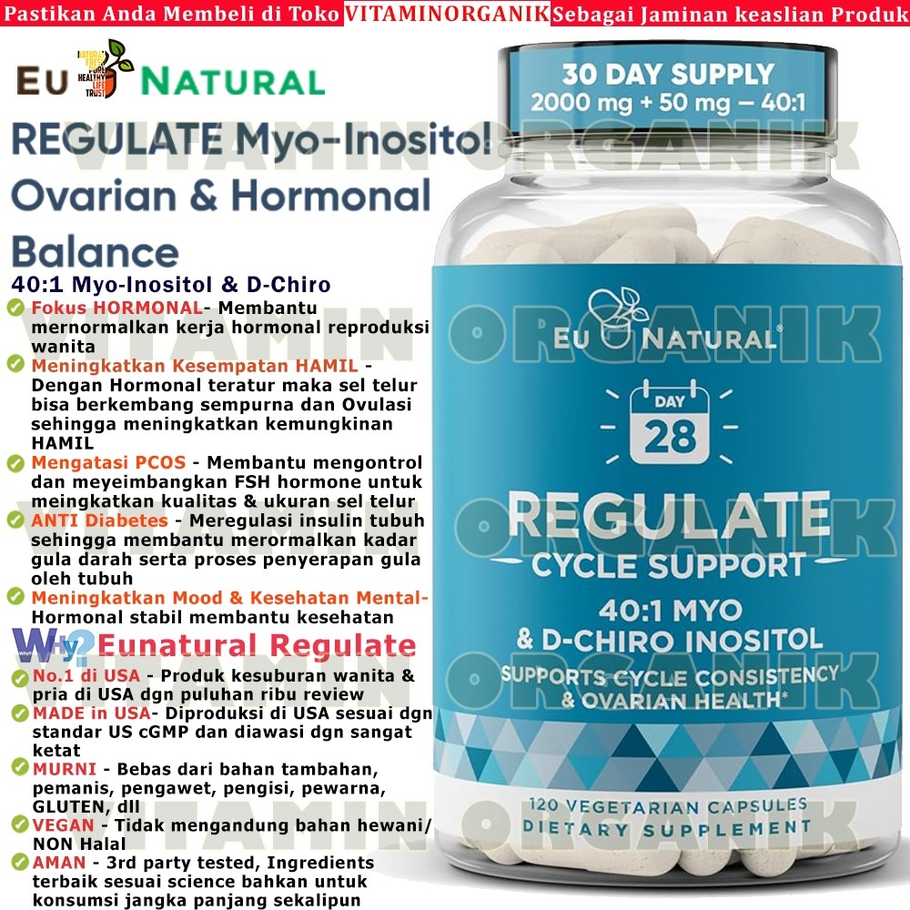 Eu Natural / Eunatural REGULATE - Myo-Inositol & D-Chiro 40:1 120  Kapsul - Obat PCOS & Penyubur Kan