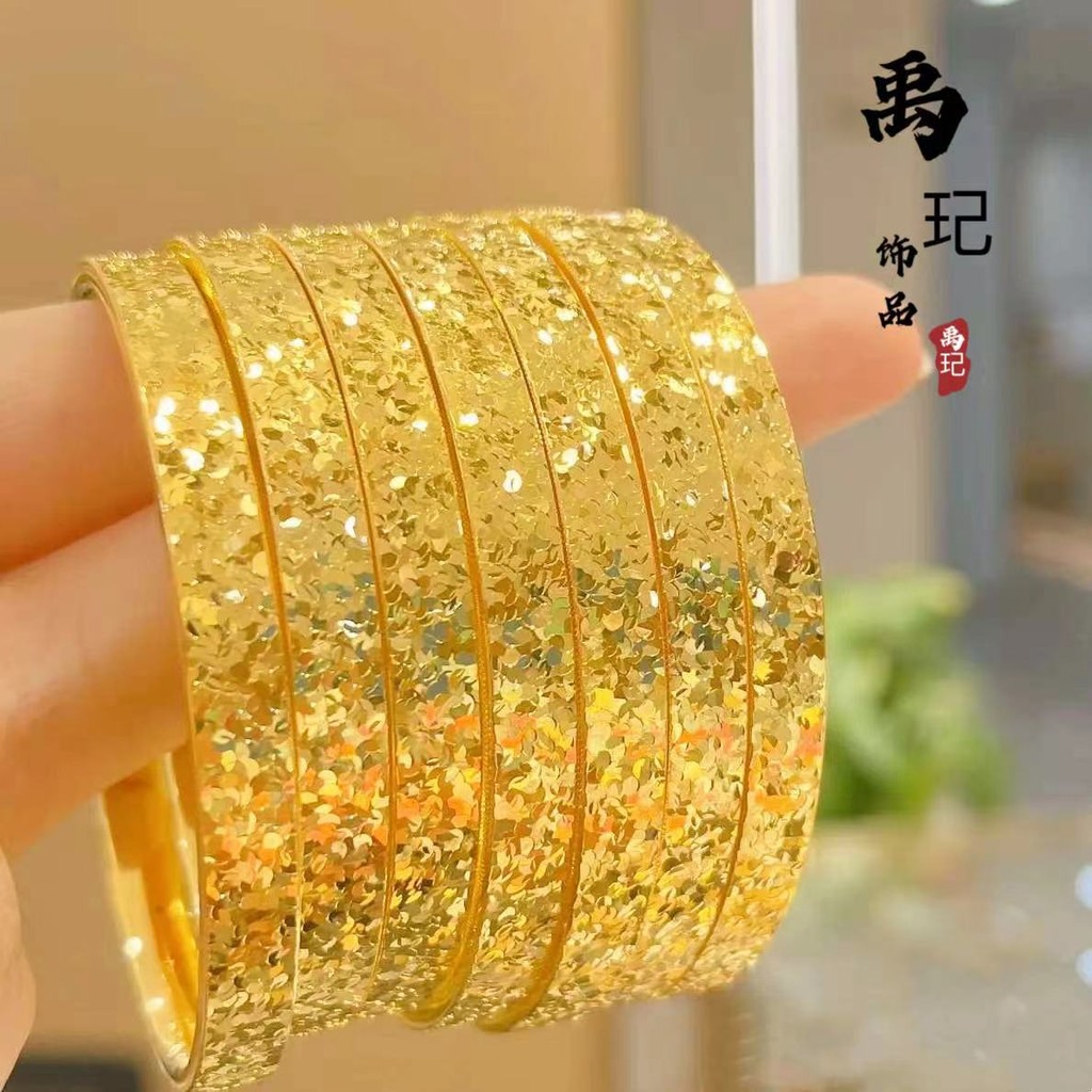 Butik emas pasir Vietnam hancur gelang es meledak cincin gelang padat gelang berlapis emas tembaga w
