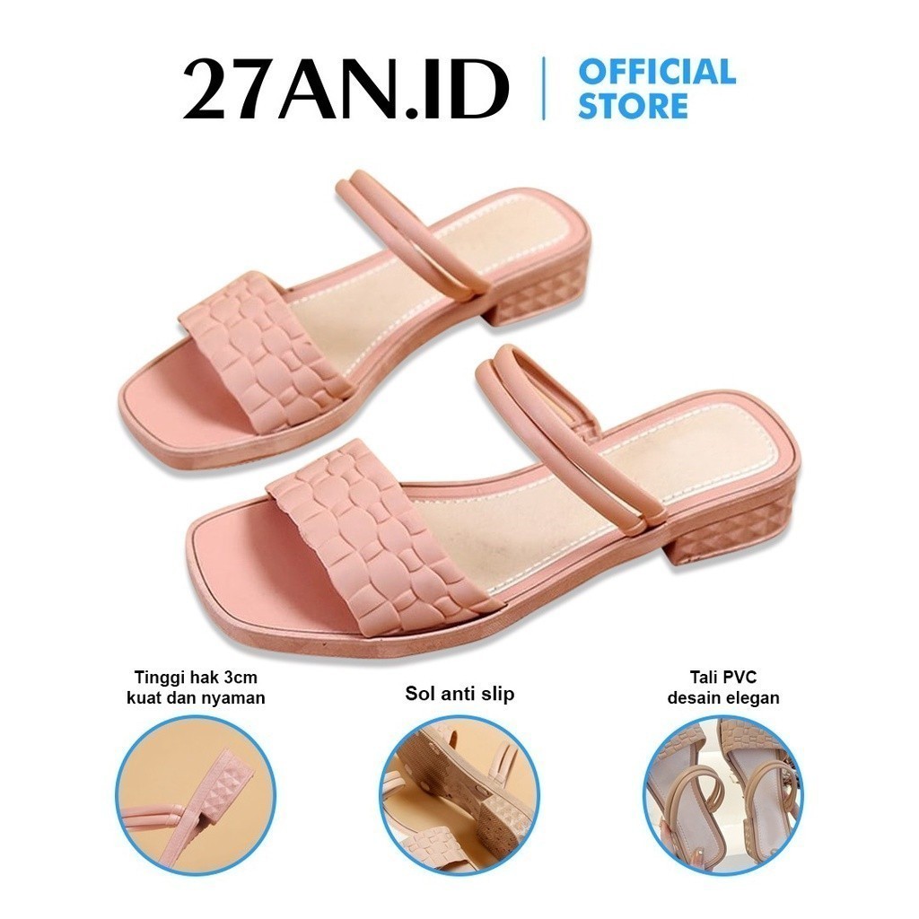 Vbras - SANDAL SEPATU WEDGES WANITA SP41 MOTIF KULIT BUAYA SANDAL HEELS SLOP JELLY