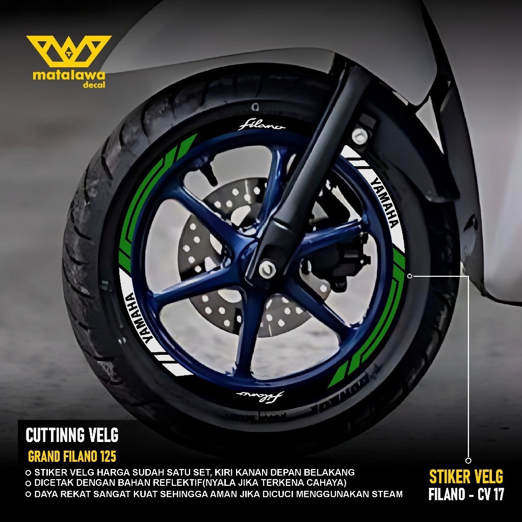 NEW CUTTING STICKER VELG YAMAHA NEW GRAND FILANO RING 12 LIS STIKER PELK MOTOR VARIASI R 12 SET DEPA