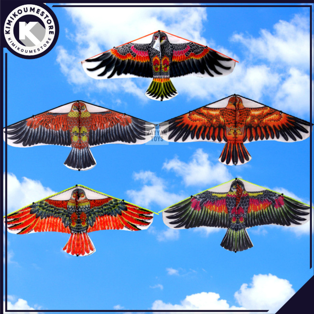 Layangan Bentuk Burung Elang - Layang 1 Pc Motif Olahraga Outdoor 1.1m Dengan Tali 30m Besar Ramrama