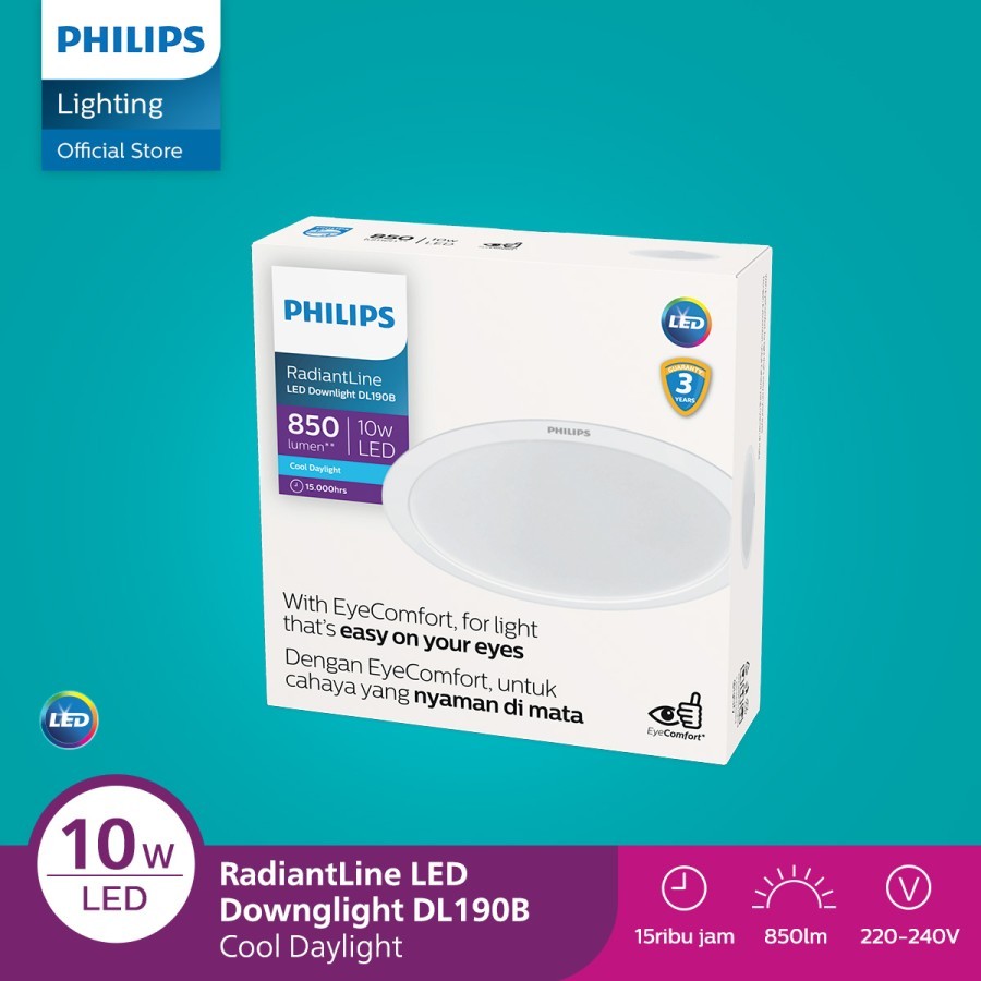 LAMPU PLAFON PHILIPS RADIANTLINE DOWNLIGHT 10W PUTIH HEMAT ENERGI | Lampu Philips DOWNLIGHT 10W