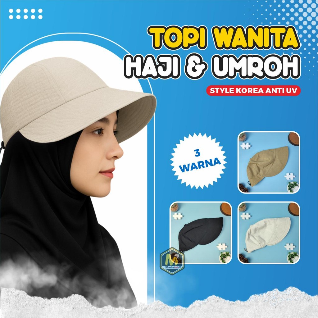 Topi Korea Wanita Anti UV Perlengkapan Haji Umroh - MUMTAZINDO