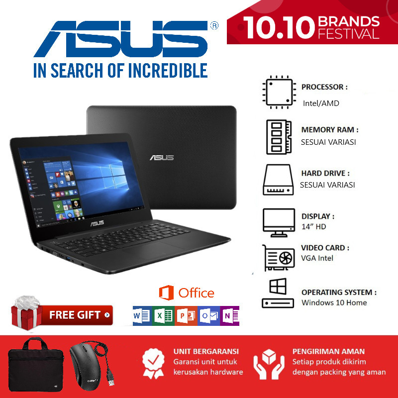 Laptop ASUS X453 X453M X453S Ram 8GB Ssd 512GB Windows 10
