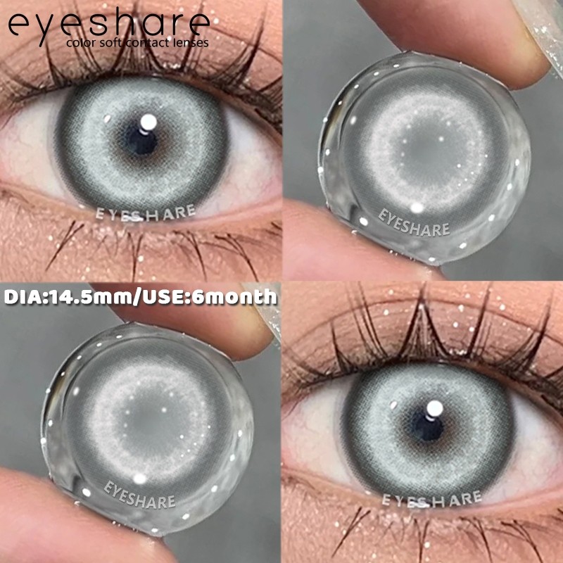 Softlens Eyeshare 2 pcs Lensa Kontak Warna Cosplay Halloween Anime Koi Putih Perak Lensa Kontak Luna