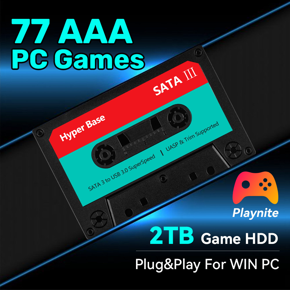 2TB Game Hard Drive With 77 PC Games AAA Games Plug and Play Game Consoles for Win PC/Laptop Playnit