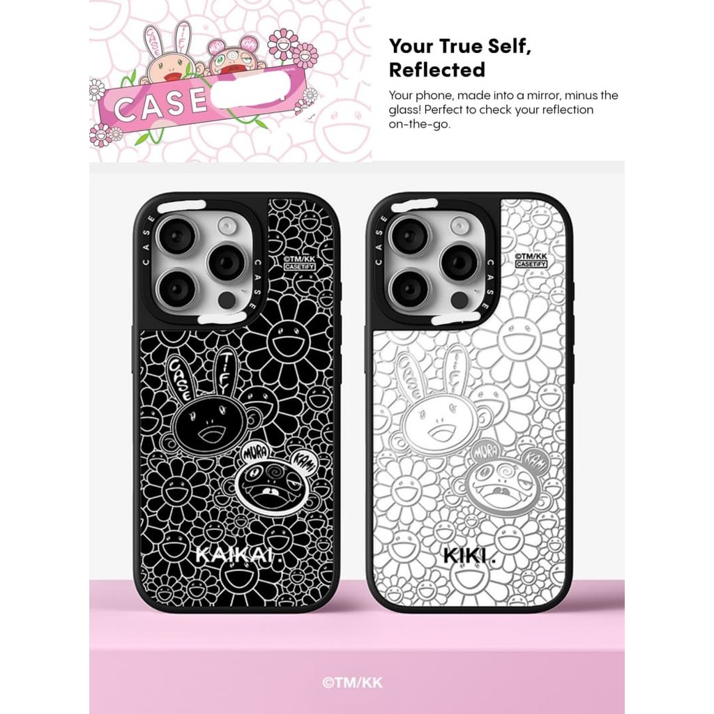 CASECASE X TAKASHI MURAKAMI KaiKai & KiKiChromeCase Magnetic suction Black & Sliver Mirror iPhone Ca